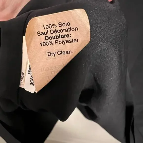 Madewell Black Silk & Gold Sequin Shoulder Accent Back Ribbon Cutout Dress - Picture 5 of 12